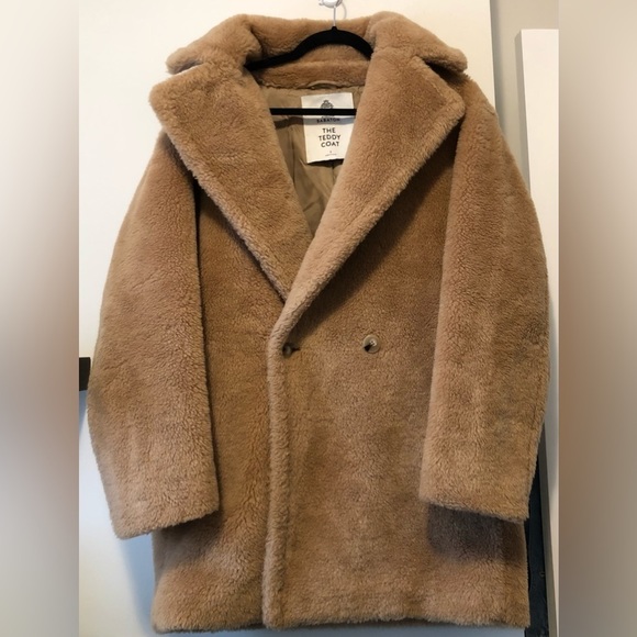 ARITZIA BABATON ATELIER TEDDY COAT SHORT BROWN CAMEL SIZE 2 MEDIUM LARGE WOOL - Picture 3 of 10